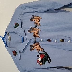 Denim Christmas Button down